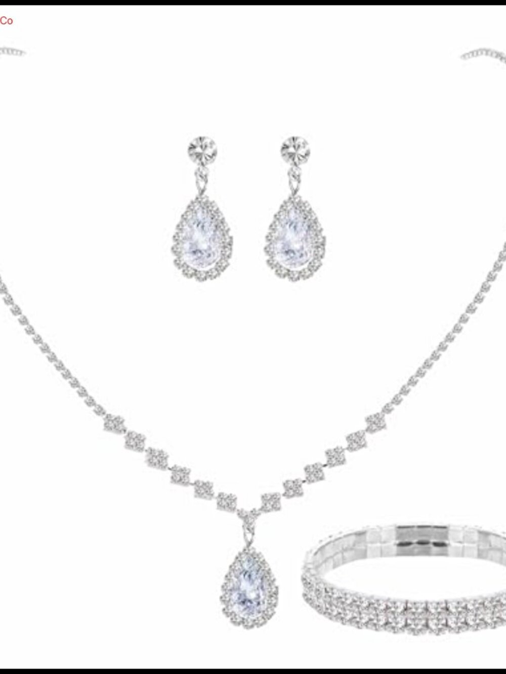 Rhinestone Crystal Wedding Bridal Earrings Bracelet Set for Women
